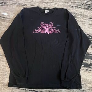 Breast Cancer Awareness Y2K Lonsleeve T-shirt Size XL Pink Ribbon